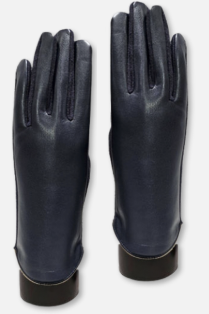 Vegan Leather Texting Gloves - Navy