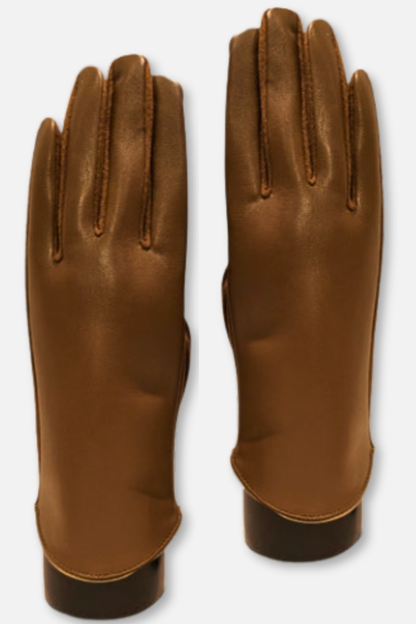 Vegan Leather Texting Gloves - Saddle