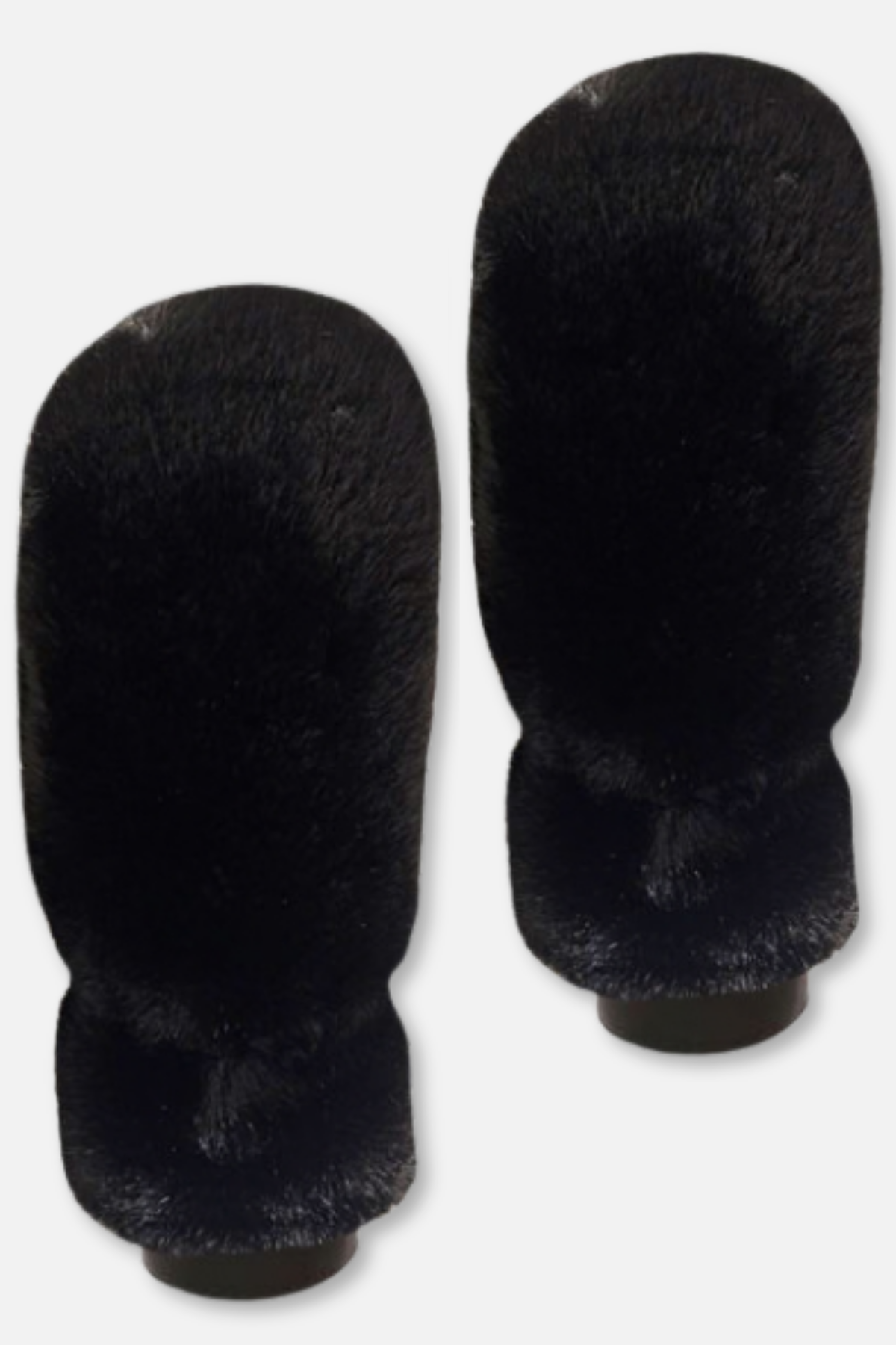 Minkie Faux Fur Mittens - Black