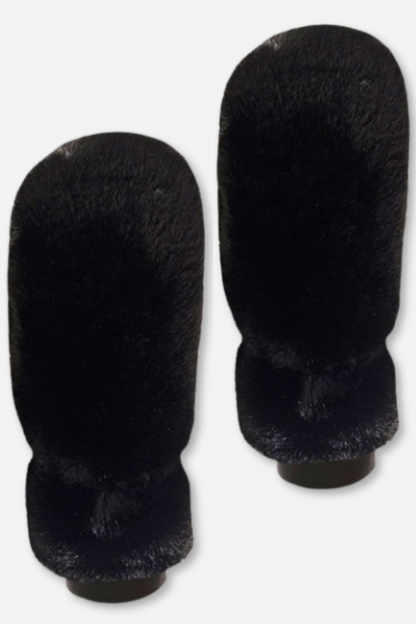 Minkie Faux Fur Mittens - Black