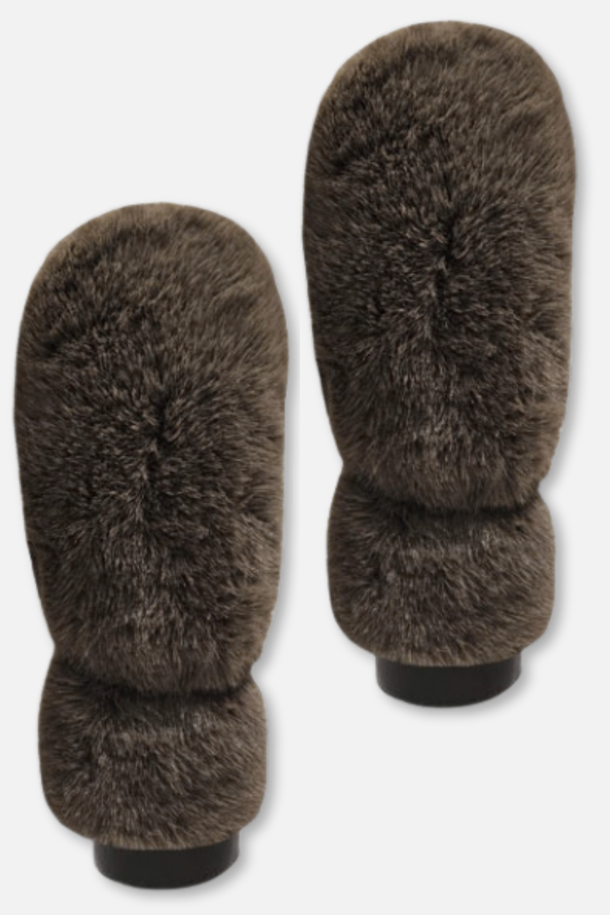 Minkie Faux Fur Mittens - Brown