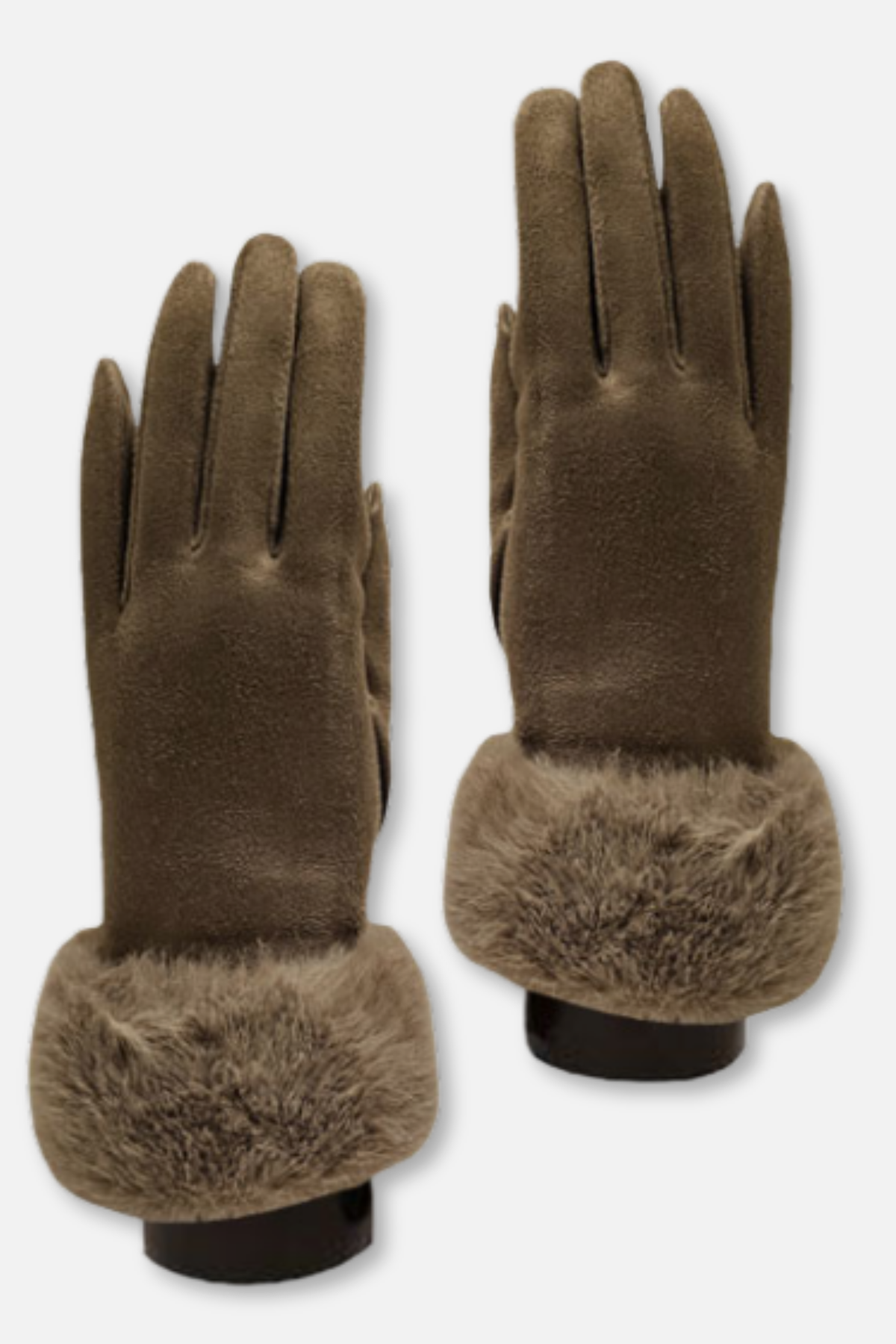 Sueded Faux Fur Cuff Texting Gloves