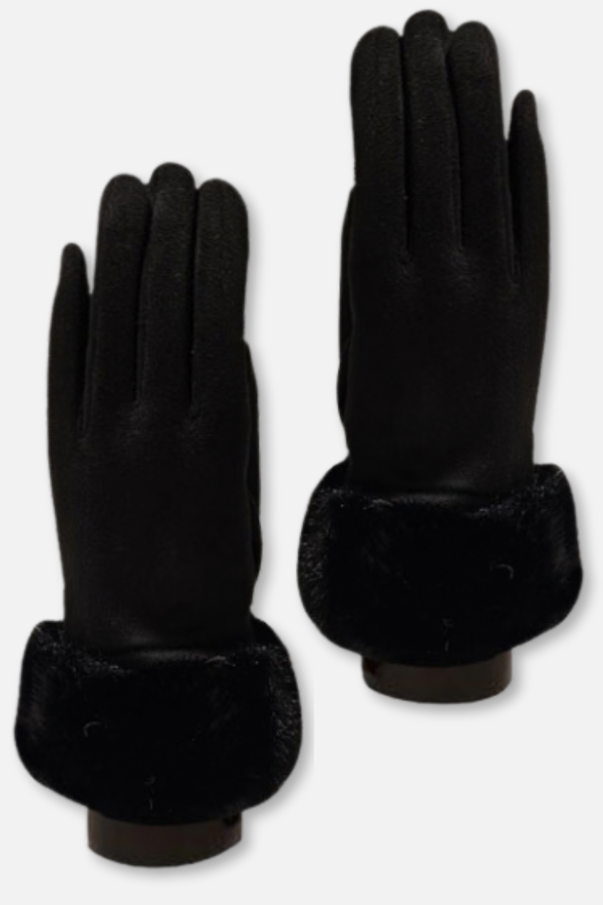 Sueded Faux Fur Cuff Texting Gloves