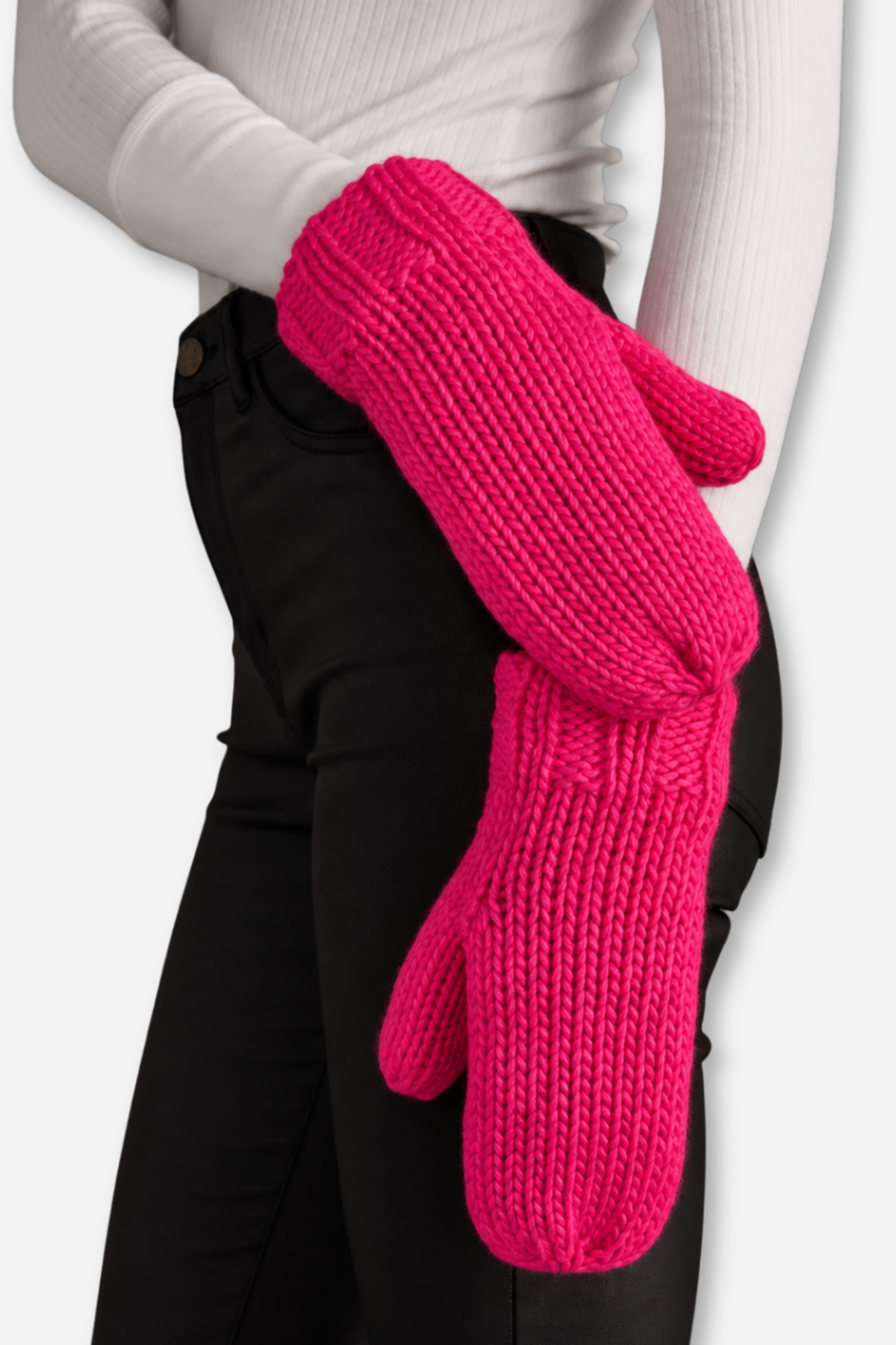 Winter Knit Mittens - Pink Knit