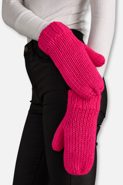 Winter Knit Mittens - Pink Knit