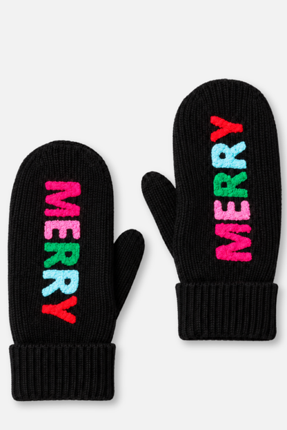 Winter Knit Mittens - Merry Black