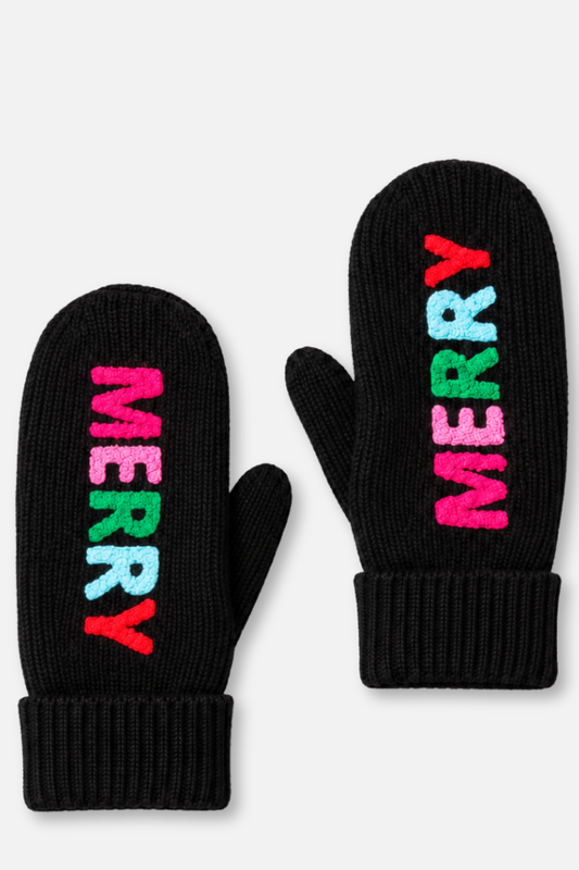 Winter Knit Mittens - Merry Black