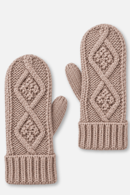 Winter Knit Mittens - Light Pink Cable