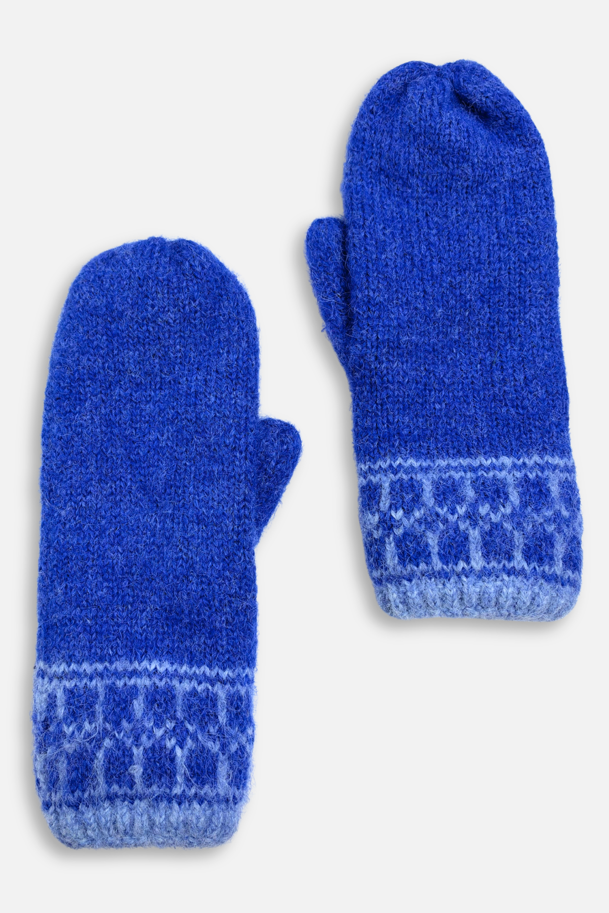 Winter Knit Mittens - Blue Patterned