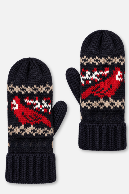 Winter Knit Mittens - Cardinal Black