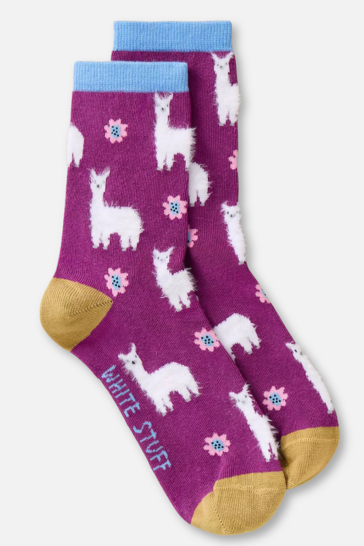 Fluffy Llama Socks - Mid Purple
