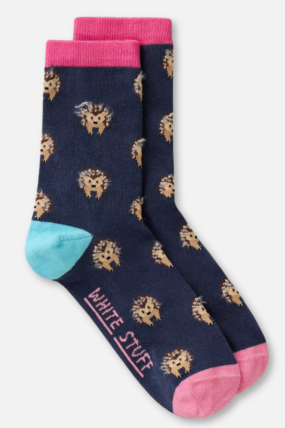 Fluffy Hedgehog Socks - Navy Multi
