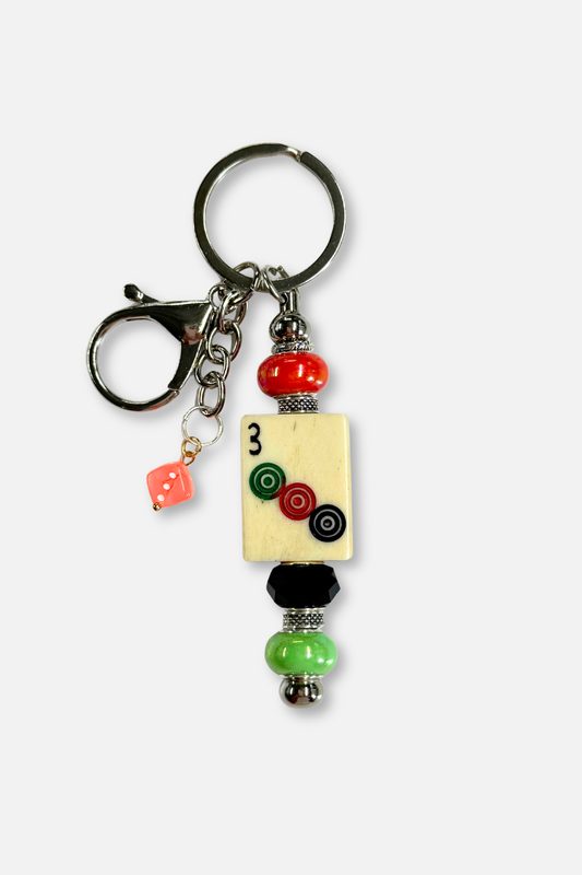 Vintage Mah-Jongg Tile Key Chain #7