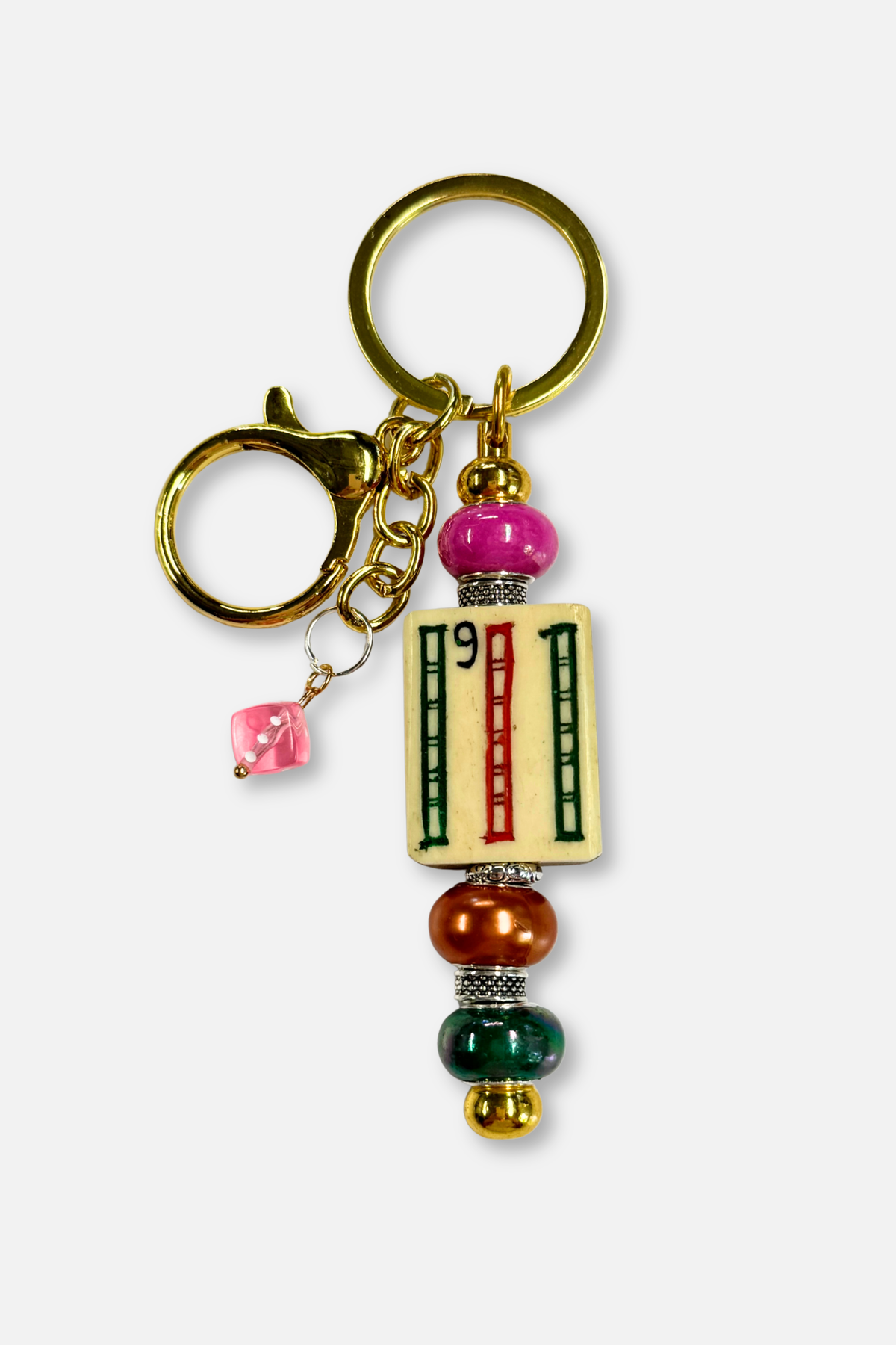 Vintage Mah-Jongg Tile Key Chain #24