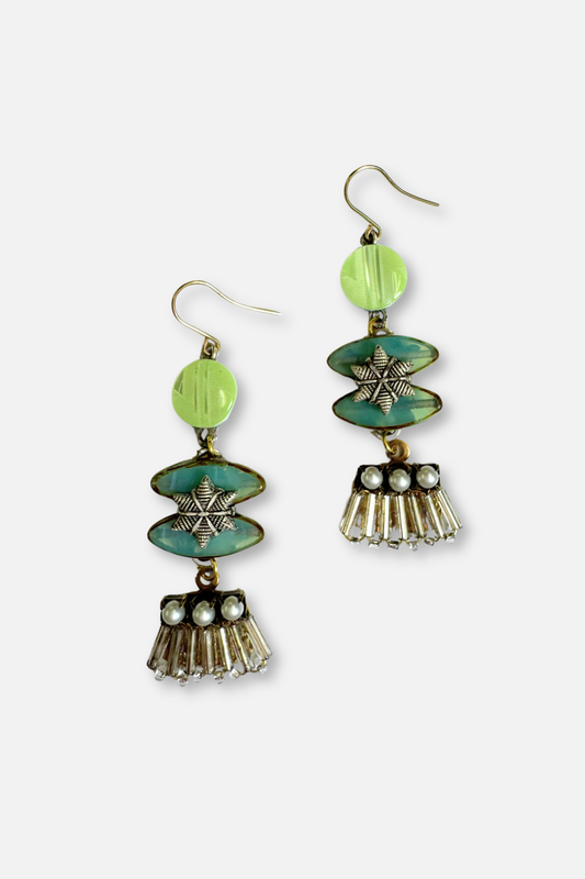 Mint Lantern Fringe Earrings