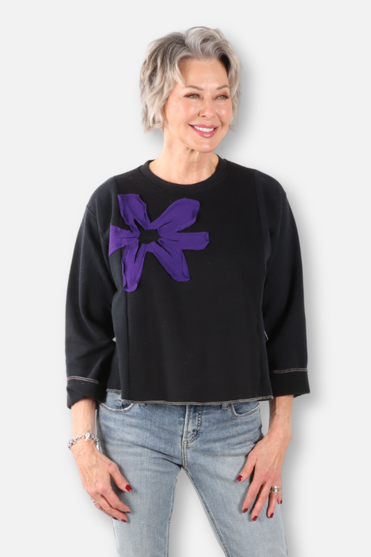 Big Flower Sweatshirt Black #1