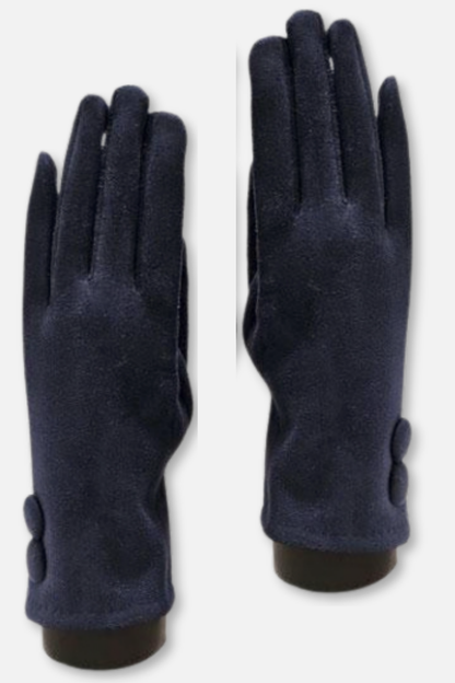 Two Button Sueded Gloves - Navy