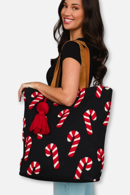 Holiday Tote Bag - Candy Canes