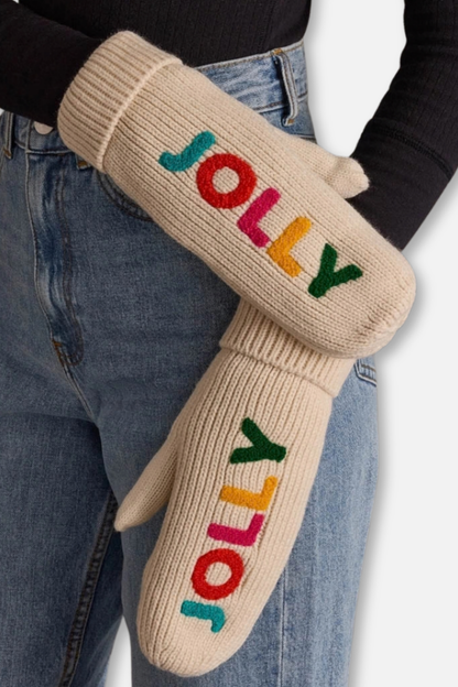 Winter Knit Mittens - Jolly Beige