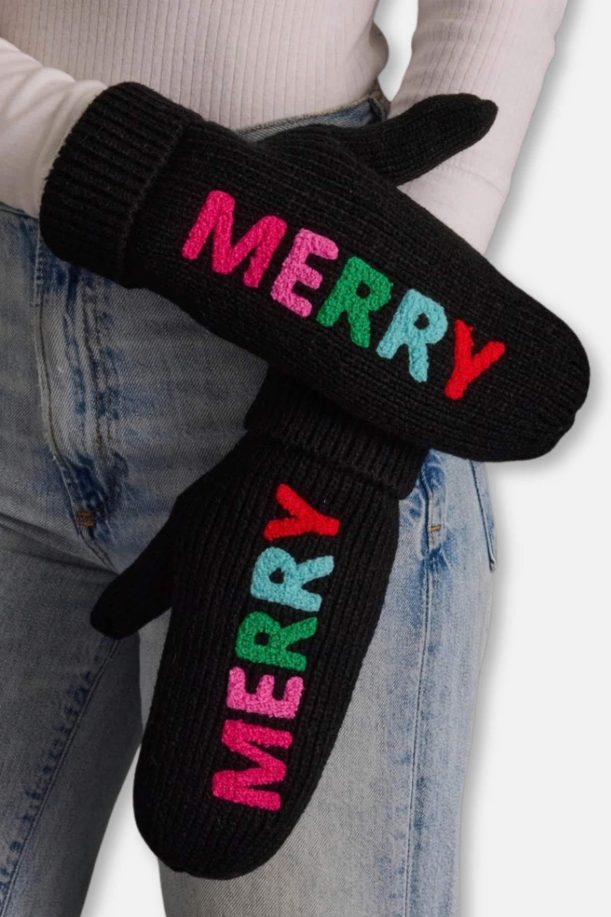 Winter Knit Mittens - Merry Black