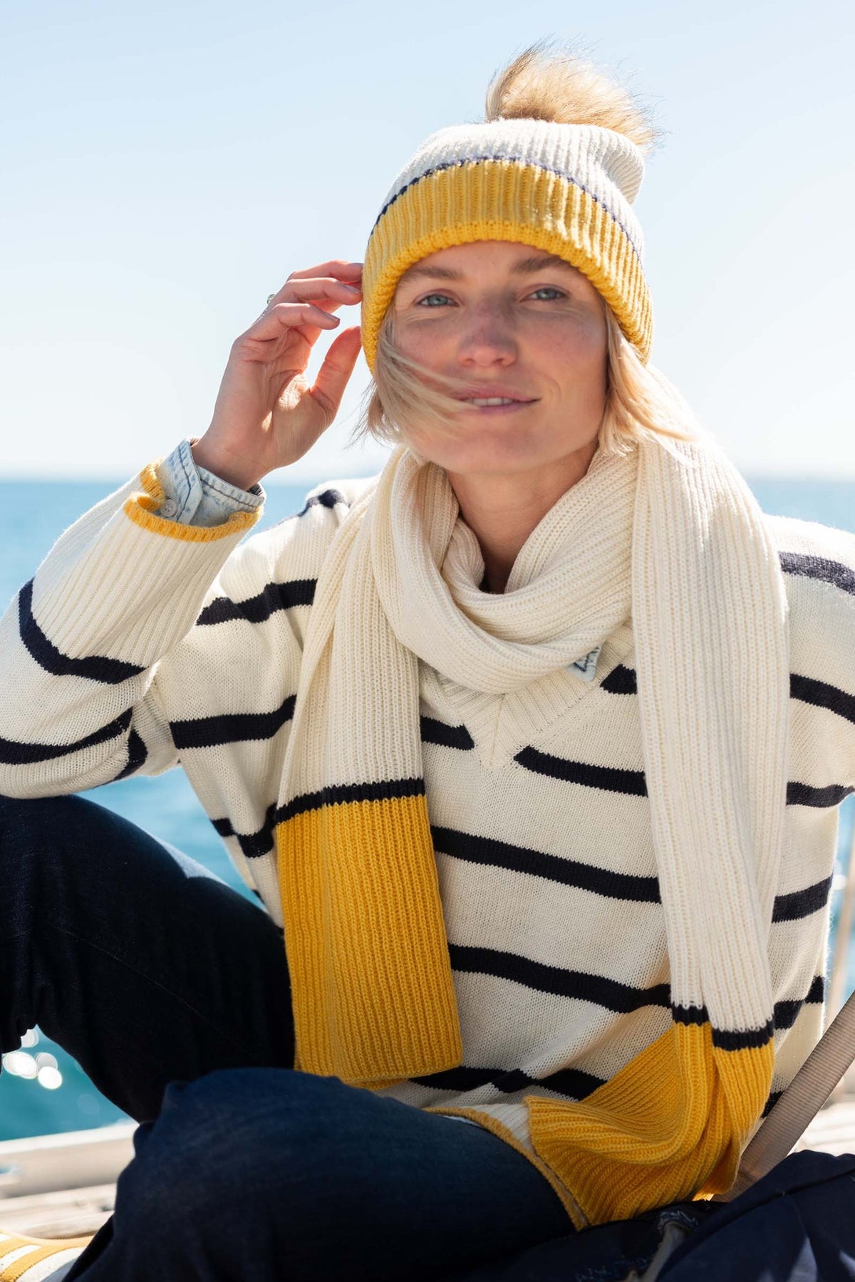 Montauk Scarf - Cream & Gold