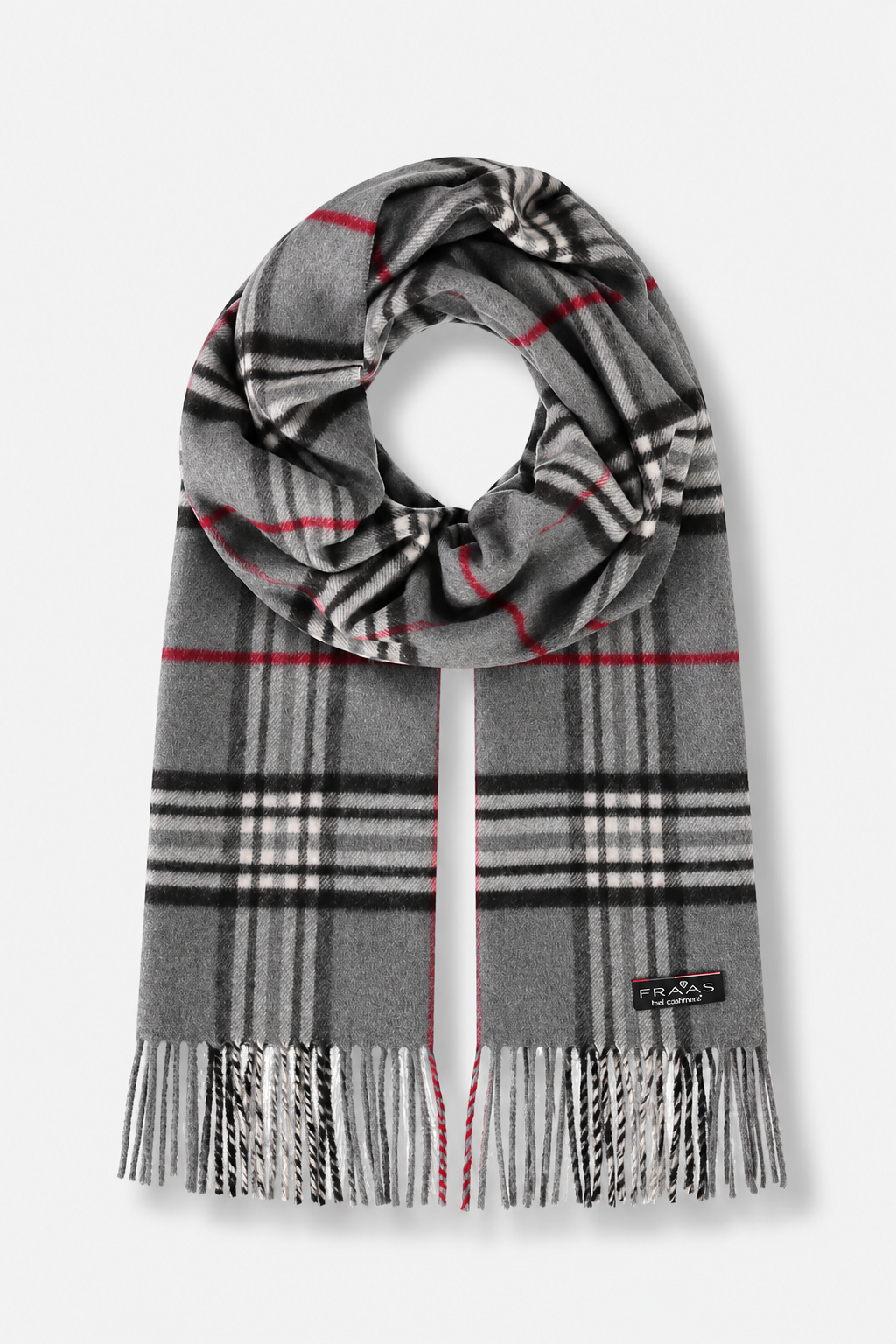 Plaid Cashmink Narrow Scarf - Grey