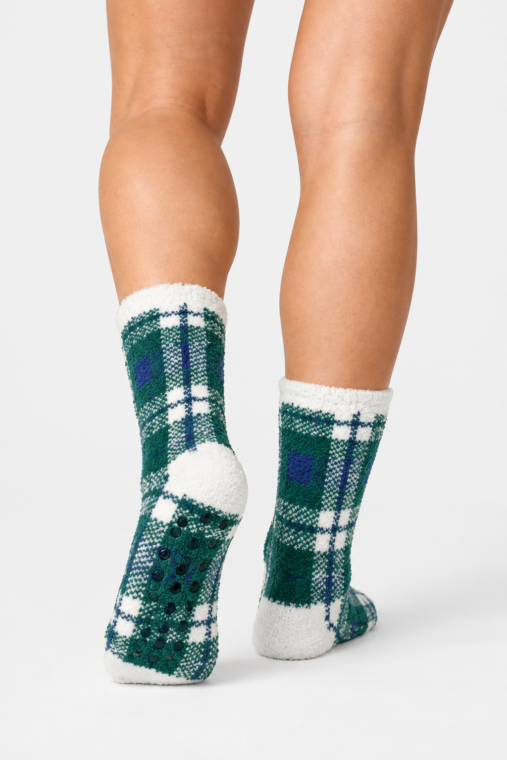 Plaid Cozy Socks - White