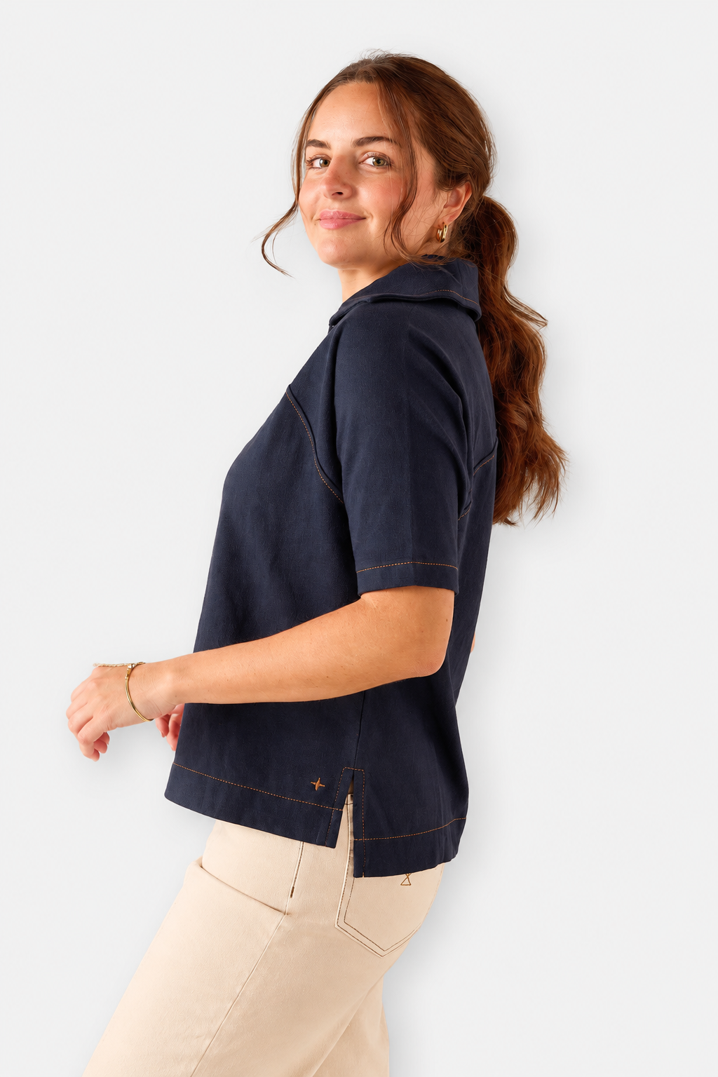 Poppy Popover Top - Navy