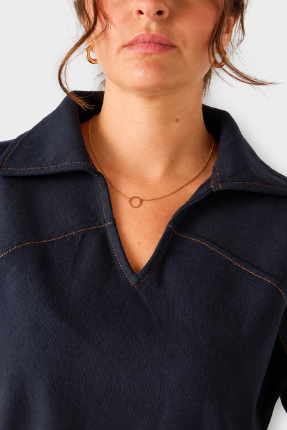 Poppy Popover Top - Navy