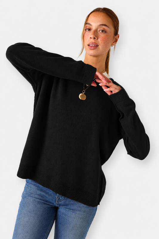 Roma Boyfriend Cashmere Sweater - Black
