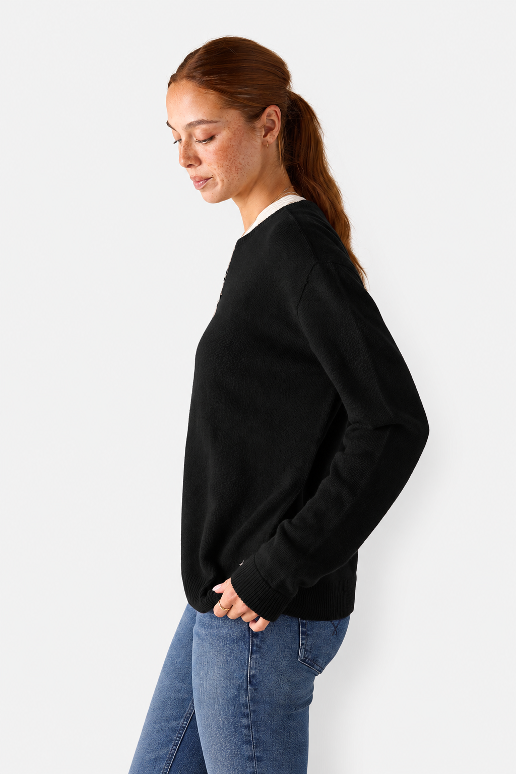 Roma Boyfriend Cashmere Sweater - Black