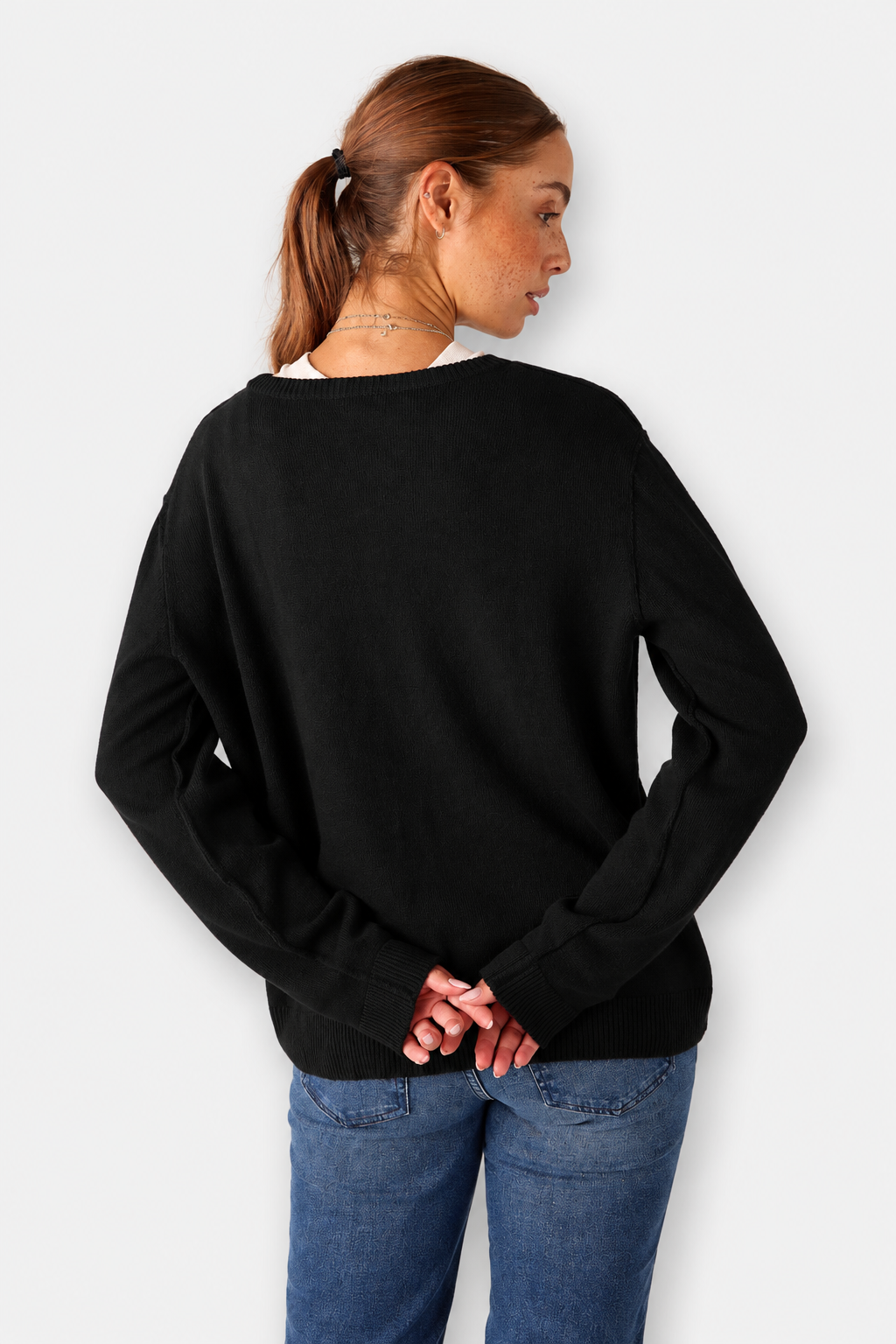 Roma Boyfriend Cashmere Sweater - Black