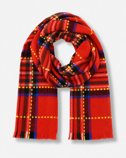 Sharp Tartan Blazer Scarf - True Red