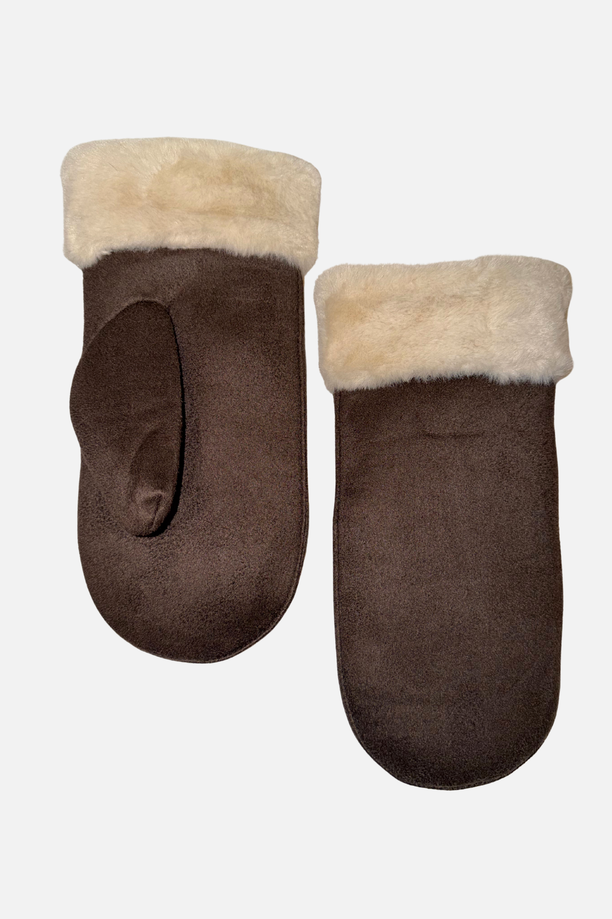 Faux Shearling Mittens - Fig