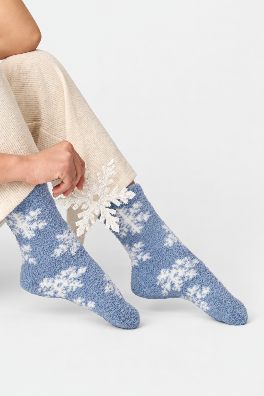 Snowflake Cozy Socks - Blue
