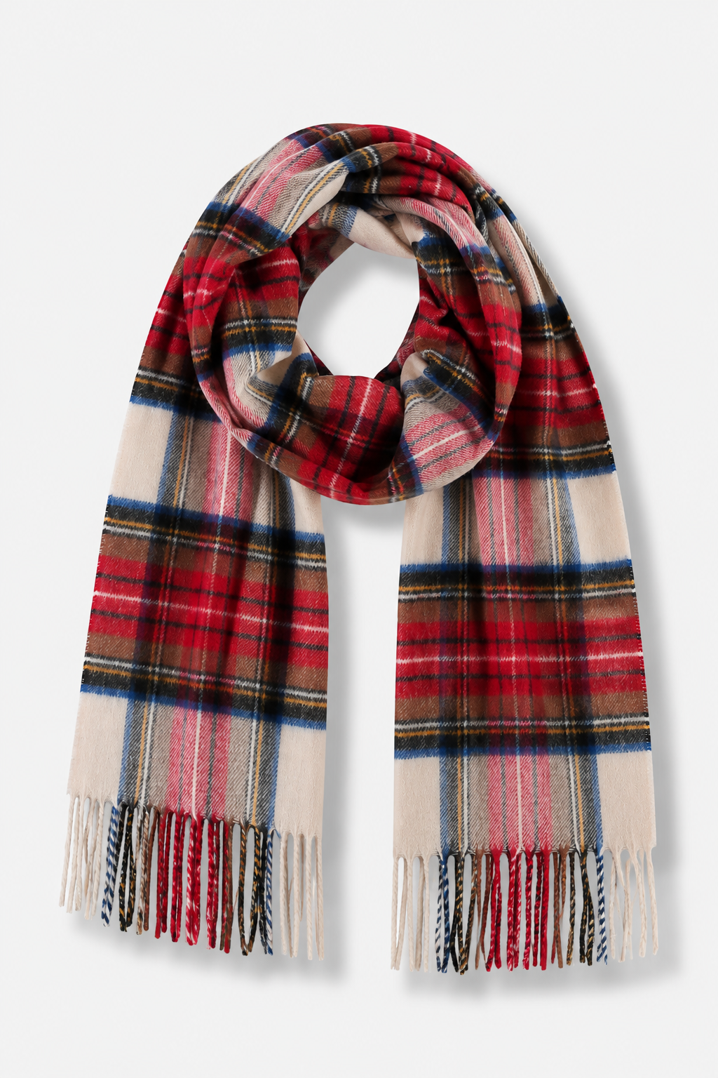Traditional Tartan Cashmink Scarf - Cream