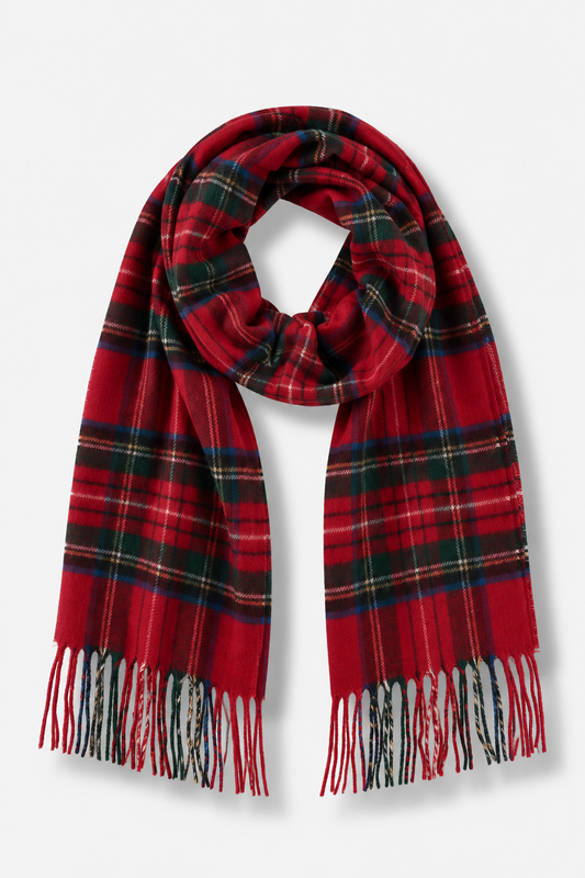 Traditional Tartan Cashmink Scarf - Red