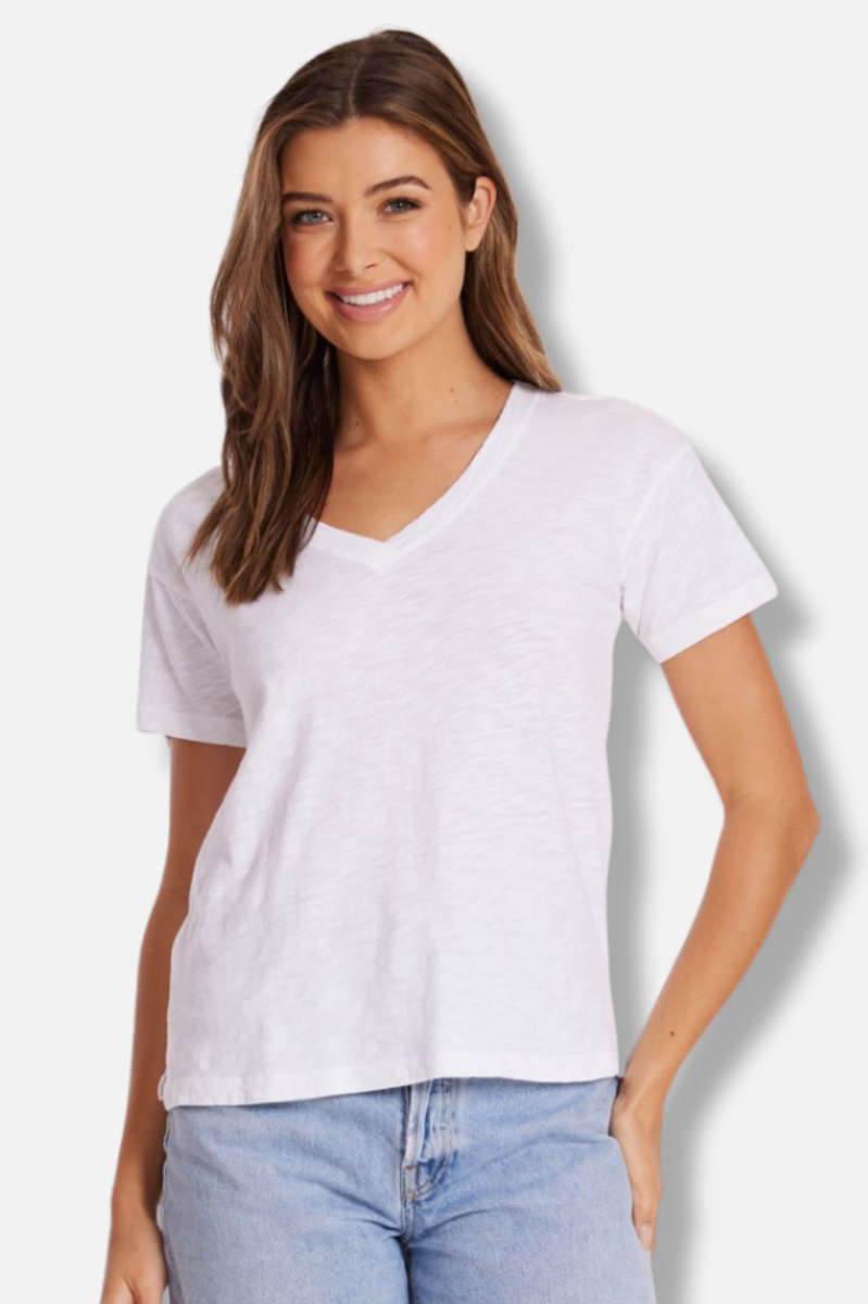 V-Neck Boxy Tee - White