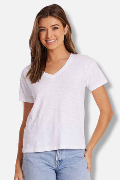 V-Neck Boxy Tee - White