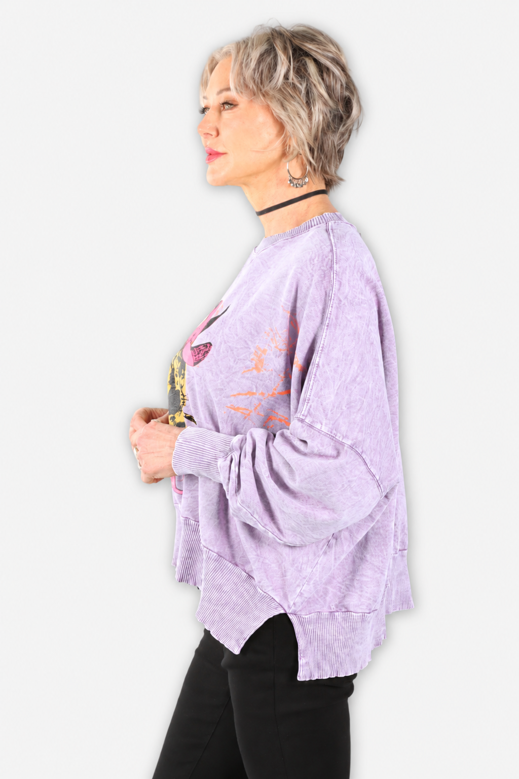 Cat's Meow Oversized Sweatshirt - Lavender