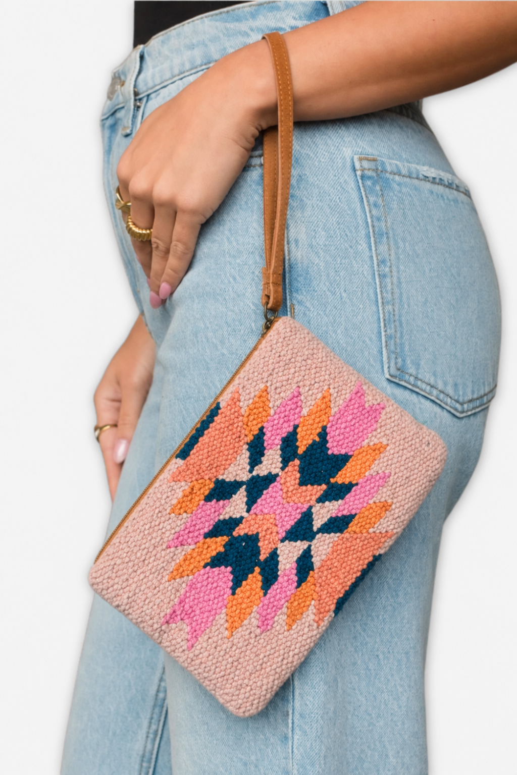 Textured Zip Wristlet - Pink