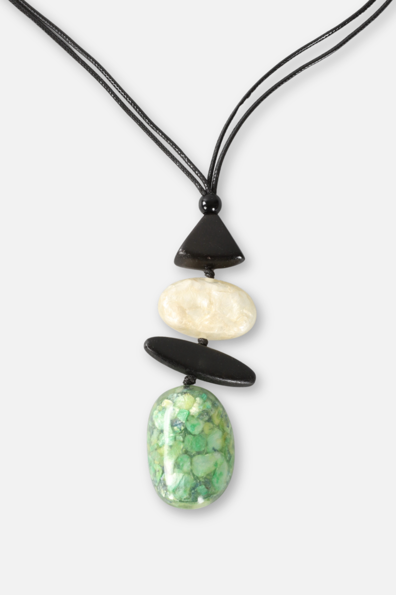 Stacked Necklace - Black Ivory & Green