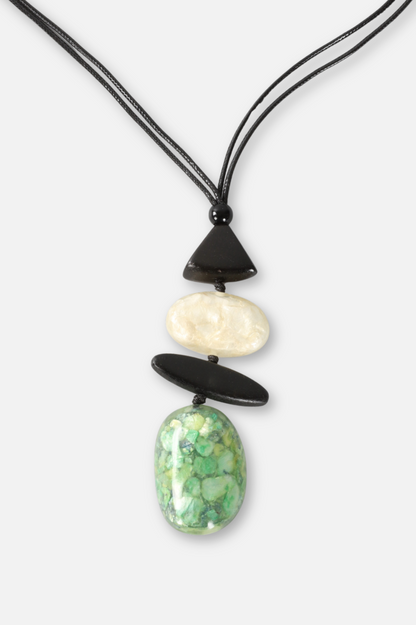 Stacked Necklace - Black Ivory & Green