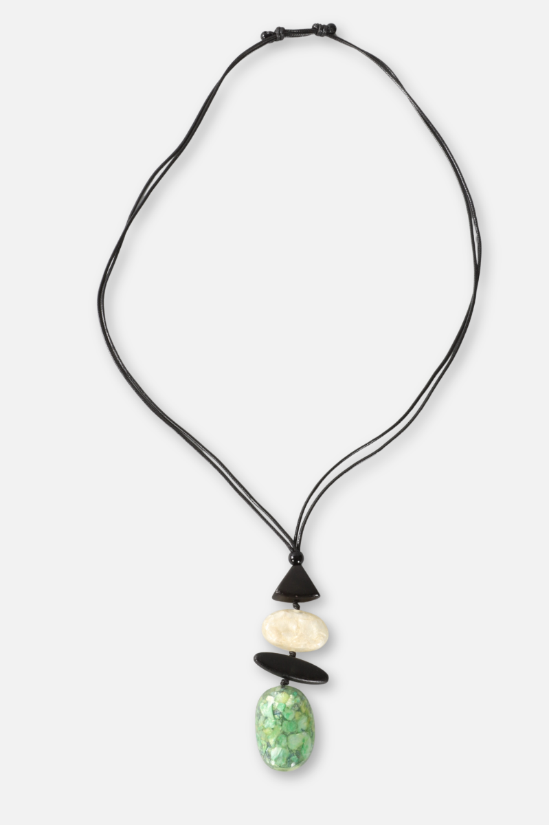 Stacked Necklace - Black Ivory & Green