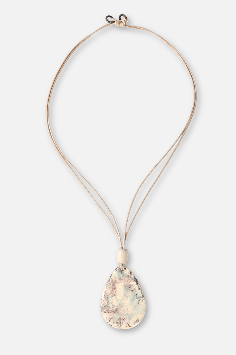 Swirl Teardrop Necklace - Ivory