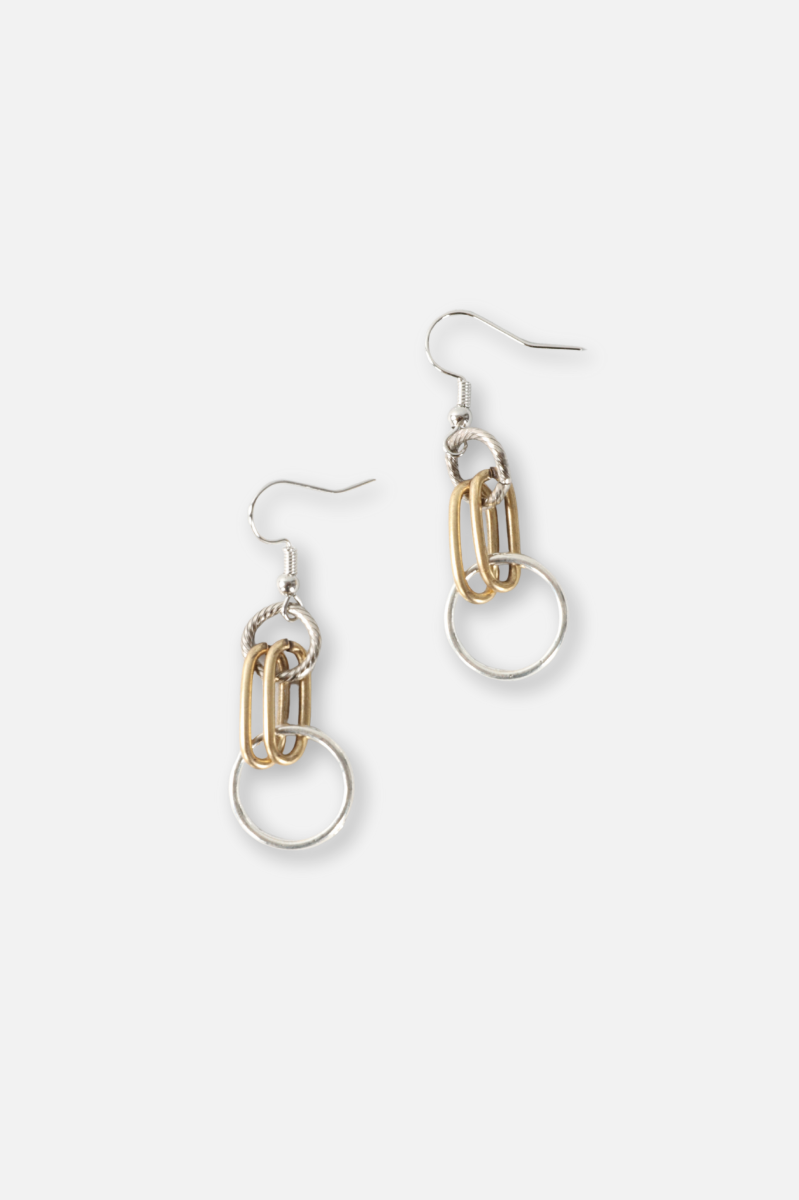 Double Drop Earring - Mixed Metals #6