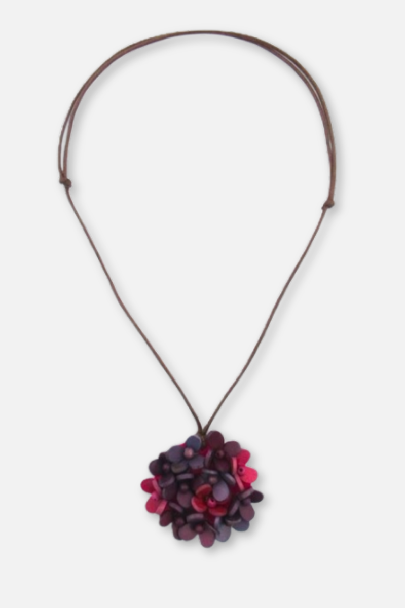 Tansy Flower Necklace - Magenta