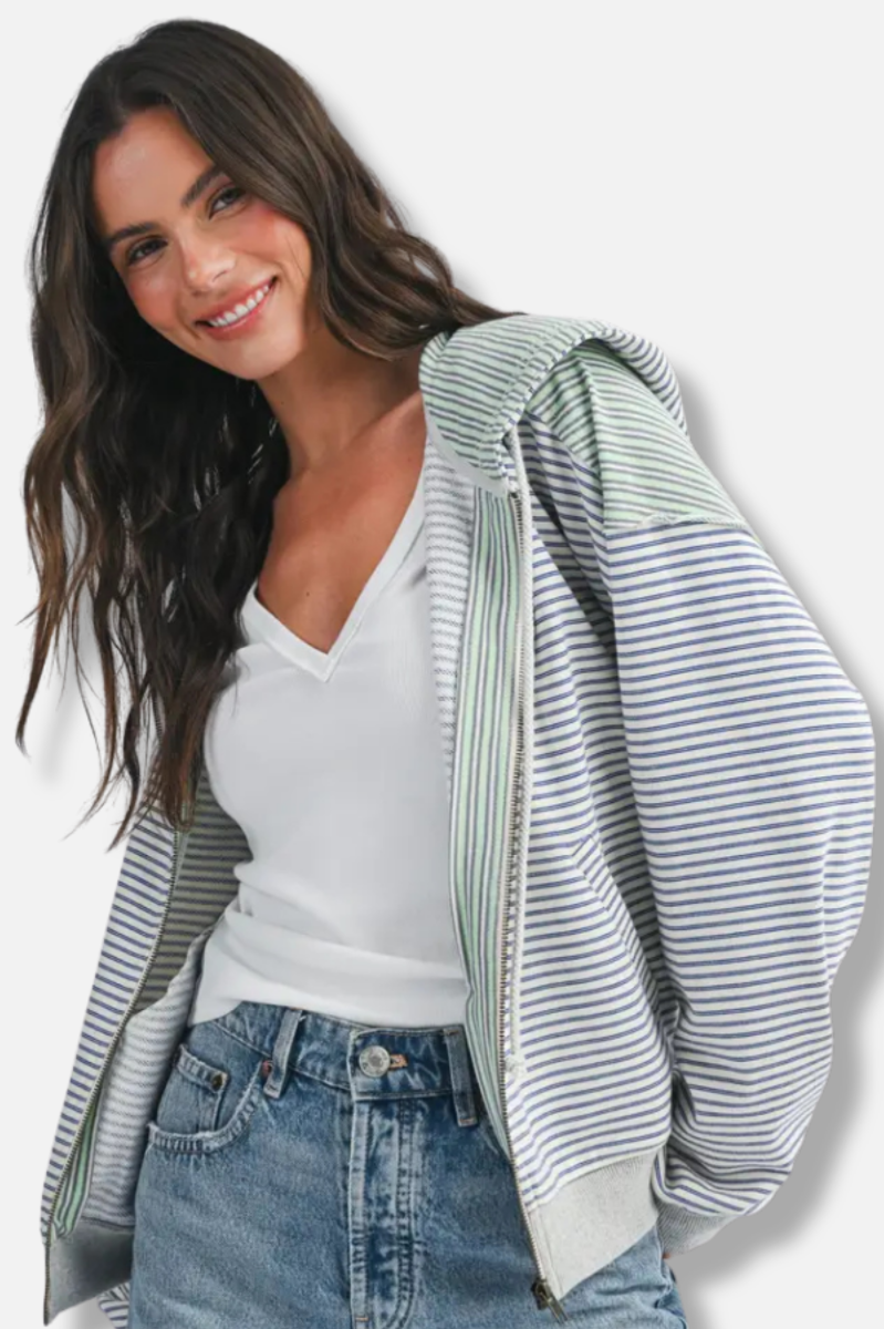 Zip Hoodie - Blue & Green