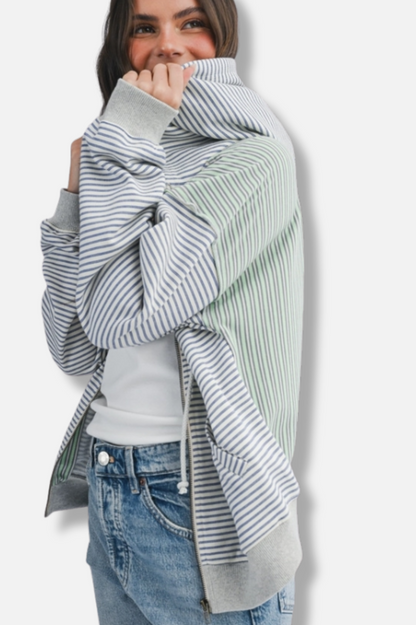 Zip Hoodie - Blue & Green