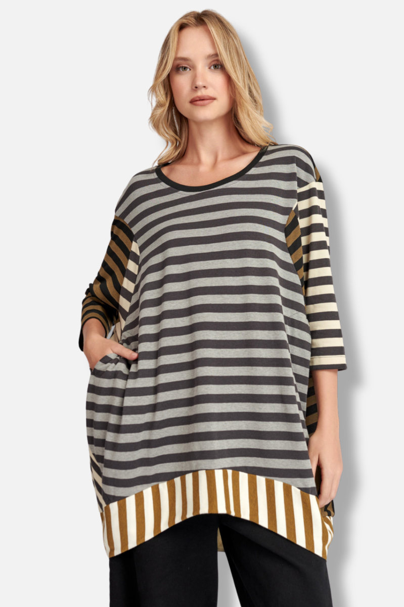 Urban High/Low Tunic - Mix Stripes